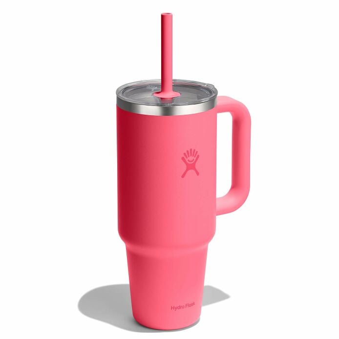 40-oz-travel-tumbler-d8 tt40pscc668-40-oz-travel-tumbler-clear-lid-popstar-pink-angled.jpg
